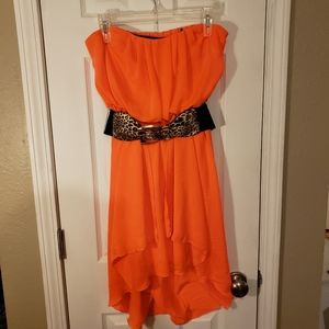 Orange Flowy Asymetrical Dress